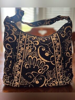 Vera Bradley  Hobo Bag Twirly Birds Navy  Blue Purse Retired 2010 Preppy Classic